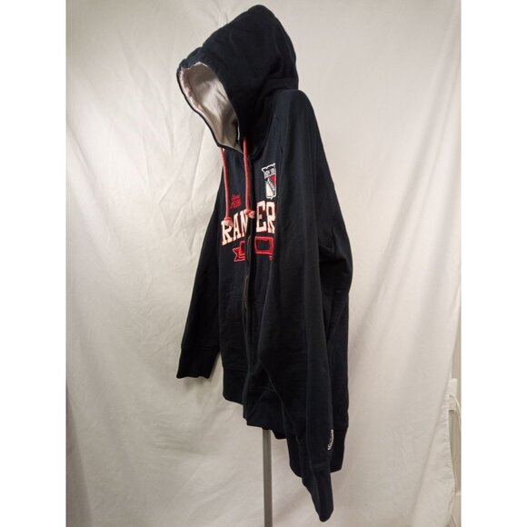 New York Rangers Hockey Old Time Hockey Navy/Red Zip-Up Hooded Jacket Size 2XL - Picture 2 of 6